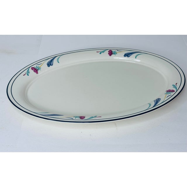 Lenox 1980s Lenox Poppies on Blue 14” Oval Serving Platter For Sale - Image 4 of 7