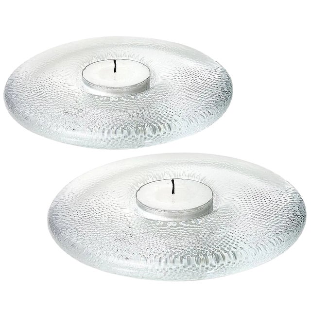 Crystal Candleholders from Iittala, Finland, Set of 2 For Sale