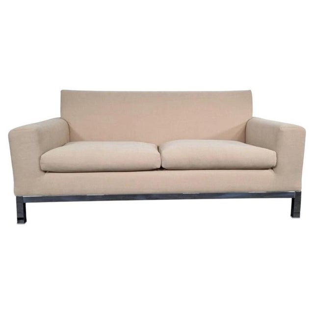 Sofa in Cream Chenille from Minotti For Sale - Image 6 of 7