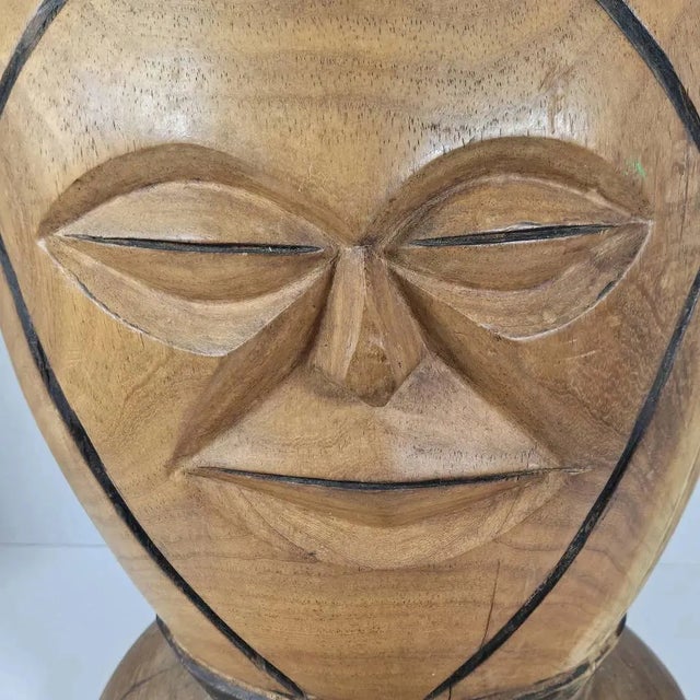 African Hand Carved Wood African Drum With Animal Hide Cover For Sale - Image 3 of 7