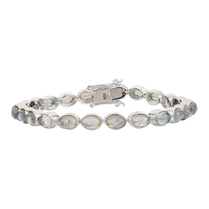 Caratandher 14.55ct Natural Moonstone Handcrafted Tennis Bracelet for Solid Silver
