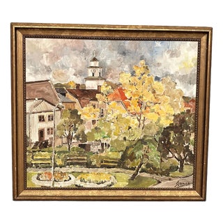 Sooman, City Life III, 1960s, Oil Painting on Canvas, Framed For Sale