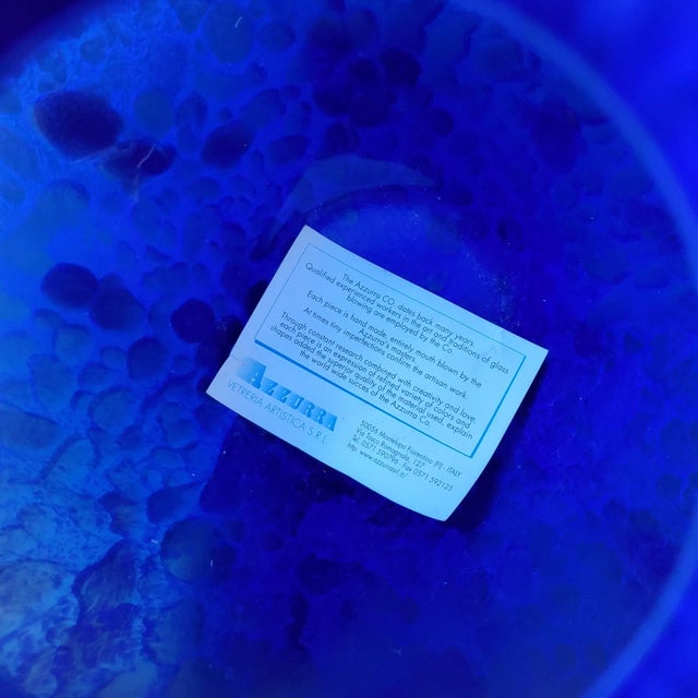 Vintage Azzurro Italy Hand Blown Italian Art Glass Vase For Sale - Image 4 of 5