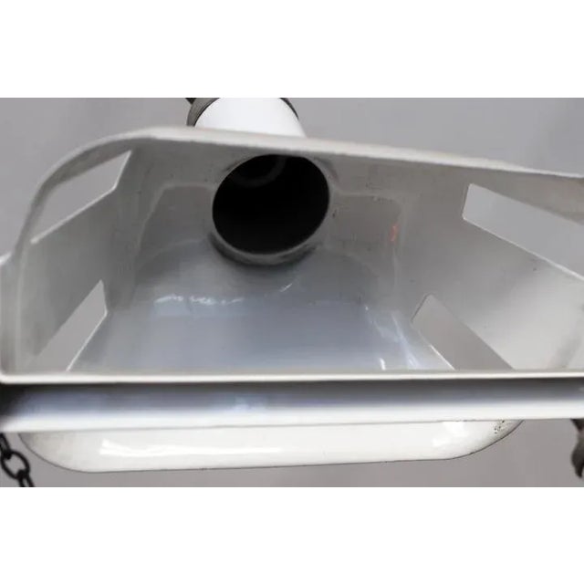 1950s 1950s White Industrial Pendant Light For Sale - Image 5 of 6