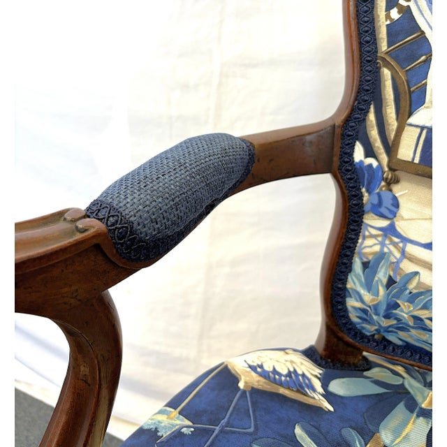 Early 1900's French Boudoir Fruitwood Armchair With New Statement Upholstery For Sale - Image 17 of 18