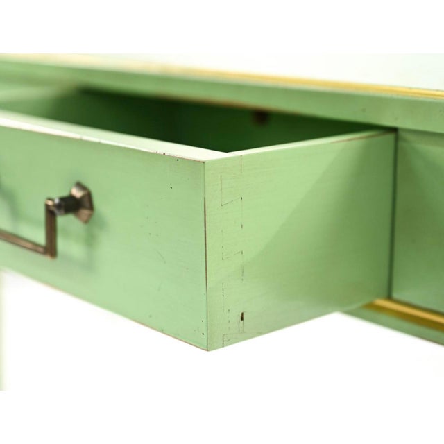 Grange Grange France French Provicincial Seafoam Green Triangular End Table With Drawer, 2000s. For Sale - Image 4 of 6