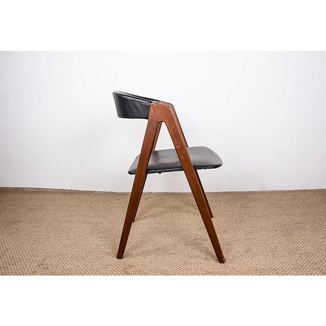 Danish Chairs in Afromosia and Skai Model 205 by Thomas Harlev for Farstrup Stolefabrik, 1960s, Set of 4 For Sale - Image 6 of 15