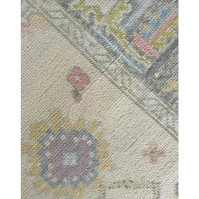 Traditional Modern Handknotted Oushak Rug in Poppy Pink, Lavender & Sky Blue, 12' x 15' For Sale - Image 3 of 7