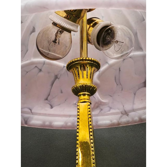 Art Nouveau French Brass, Marble and Opaline Glass Table Lamp, 1920s For Sale - Image 9 of 12