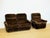 Vintage brown velvet living room set dating from the 1960s, consisting of two modules and an armchair. comfortable...