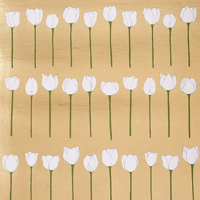 Schumacher X Cristina Buckley Edie Metallic Wallpaper in Gold - 9 Yards For Sale