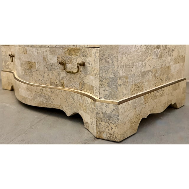 1980s Tessellated Stone With Inlaid Bronze Commode Design by Maitland Smith For Sale - Image 12 of 12