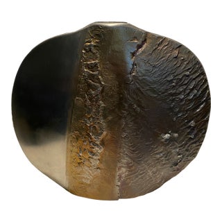 1980s Brutalist Scandinavian Pewter Vase by Helgi Joensen For Sale