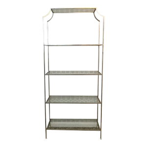 Mid 20th Century Hollywood Regency Silver Gilt Iron Etagere With Glass Shelves