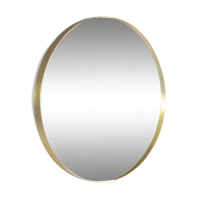 Vintage Round Brass Mirror For Sale - Image 4 of 4