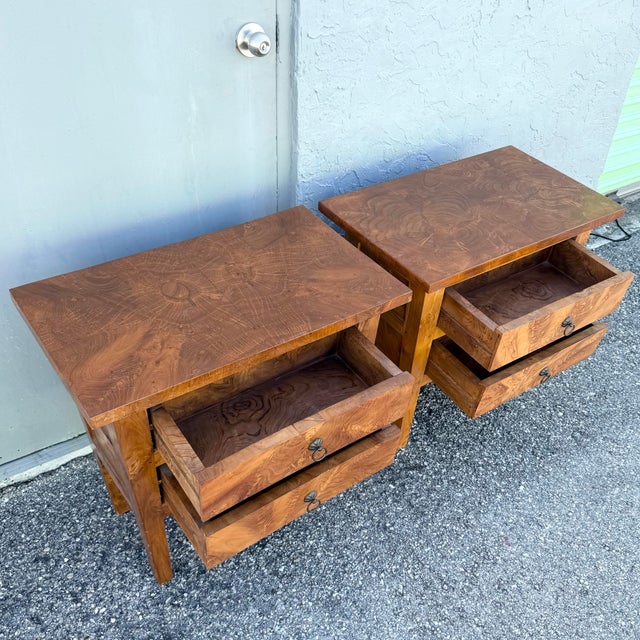 Rustic Vintage Rustic Olive Burlwood Nightstands/Mini Chests - A Pair For Sale - Image 3 of 10