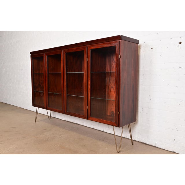 Skovby Møbelfabrik A/S Skovby Danish Modern Rosewood Lighted Bookcase Cabinet, Circa 1970s For Sale - Image 4 of 13