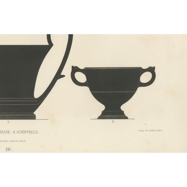 Antique Greek Drinking Vessels & Cups Color Lithograph, 1883 Original antique color lithograph depicting a varied...