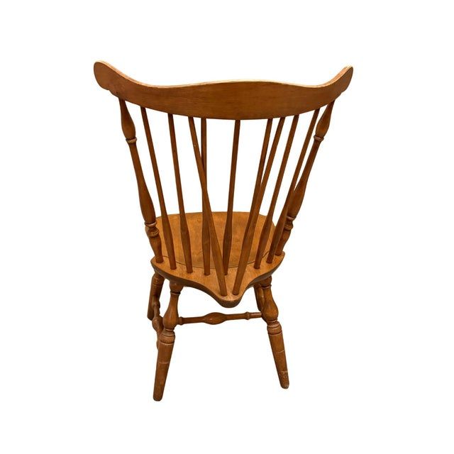 Farmhouse Mid 20th Century Set of 4 Cherry Brace Back Windsor Style Dining Chairs by S. Bent & Bros., Inc. For Sale - Image 3 of 12