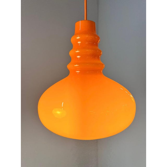 Hanging Lamp in Orange Glass from Peill & Putzler For Sale - Image 5 of 11