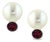 14 Mm Round South Sea Pearl & Ruby Cocktail Stud Earrings 18 Karat White Gold For Sale