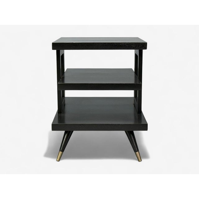 Ico Parisi Style, Ebonized Wood, Brass, Sculptural Side Tables, Europe, 1950s For Sale - Image 13 of 13