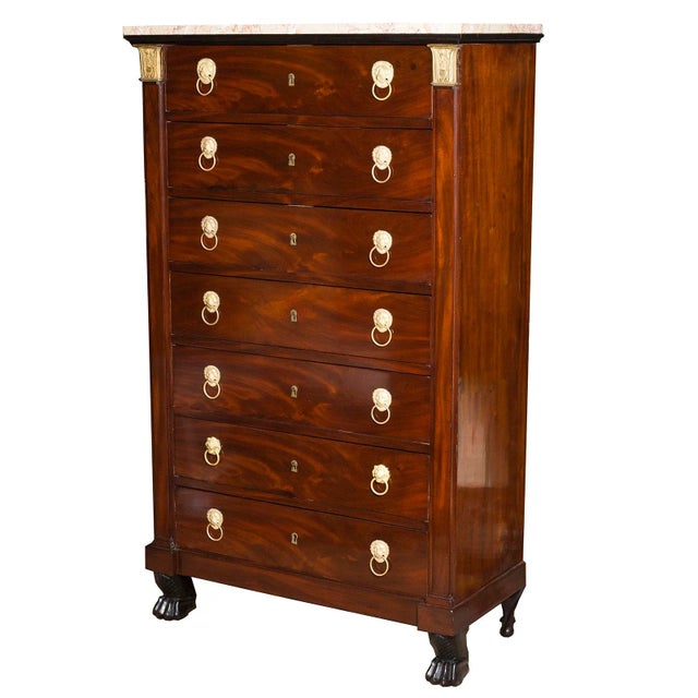 Early 19th Century Early 19th Century Vintage French Neoclassical Bronze Mounted Mahogany Chest of Drawers For Sale - Image 5 of 5