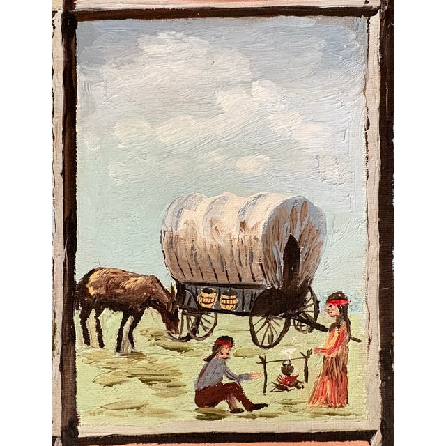 Sky Blue Vintage Oil Painting - Visions of America For Sale - Image 8 of 10