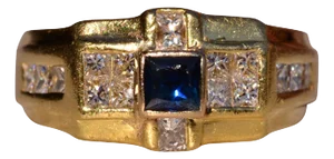 The 138th Street: Sapphire and Diamond Ring in Yellow Gold