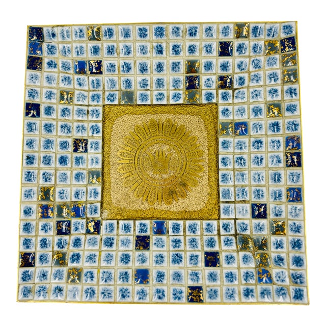 Georges Briard Regalia Mid-Century Mosaic Tile & Glass Tray For Sale