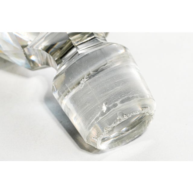 White Dazzling Large Heavy Antique Cut Crystal Decanter Faceted Sphere Stopper Starburst Barware Luxury Home Decor For Sale - Image 8 of 14