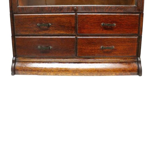 Arts & Crafts Camden Cabinet Co. Oak 5-Stack & 4-Drawer Barrister Bookcase C1920 For Sale - Image 10 of 14