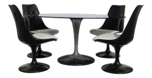 1960s Knoll-Style Black Dining Set