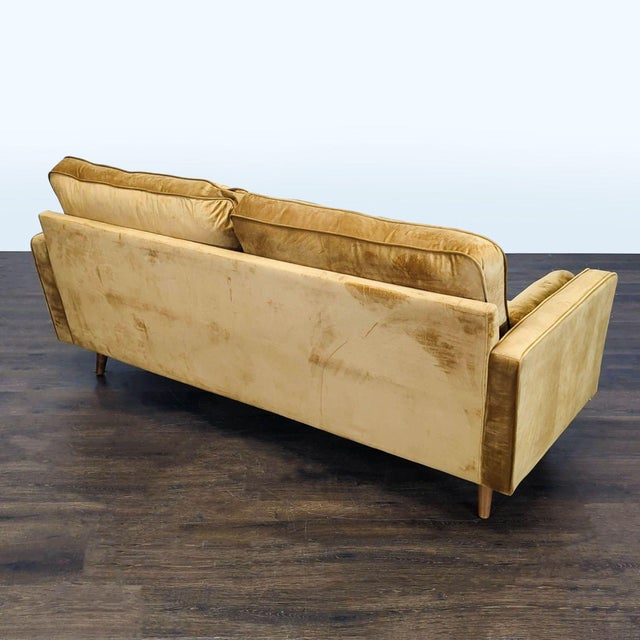 Mid-Century Modern Mid-Century Modern 3-Seat Velvet Sofa in Mustard Yellow For Sale - Image 3 of 5