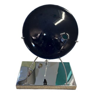 Italian Deep Purple Hand Blown Glass Disk and Chrome Lamp For Sale