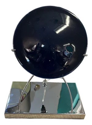 Italian Deep Purple Hand Blown Glass Disk and Chrome Lamp