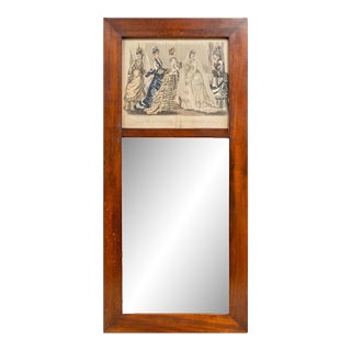 December 1874 Godey's Fashions Lithograph Mahogany Trumeau Mirror For Sale