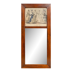 December 1874 Godey's Fashions Lithograph Mahogany Trumeau Mirror