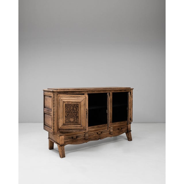 1970s French Gothic Revival Carved Oak Sideboard For Sale - Image 4 of 18