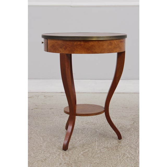 Baker Walnut Round Two-Tier Neoclassical Occasional Table For Sale - Image 16 of 17