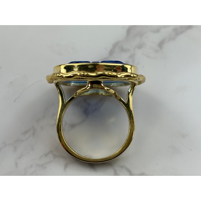 Mediterranean Tagliamonte Venetian Glass Intaglio Ring – 925 Sterling With 18k Gold Plating, Size 6 For Sale - Image 3 of 10