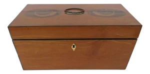 Early 19th Century English Satinwood Tea Caddy Oval Cornucopia Inlays