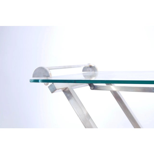 Metal Silver & Glass Serving Table, 1960s For Sale - Image 7 of 13