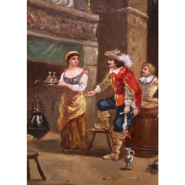 Pair of 19th Century French Tavern Genre Scene Oil Paintings Signed H. Jonas For Sale - Image 15 of 16