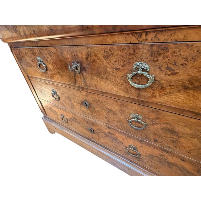 Early 19th Century French Provincial Charles X Burled Walnut Commode. For Sale - Image 12 of 14