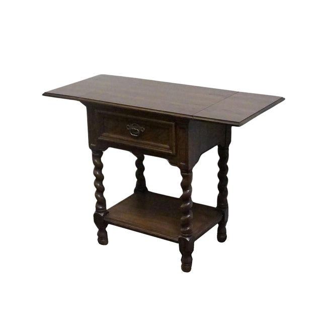 Drexel Heritage Bishopsgate Collection Solid Walnut English Tudor Style 41" Drop Leaf Accent End Table 122-602-2 For Sale - Image 11 of 17