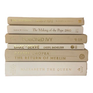 Early 21st Century Beige and White Book Stack of Modern Titles - Set of 6 For Sale