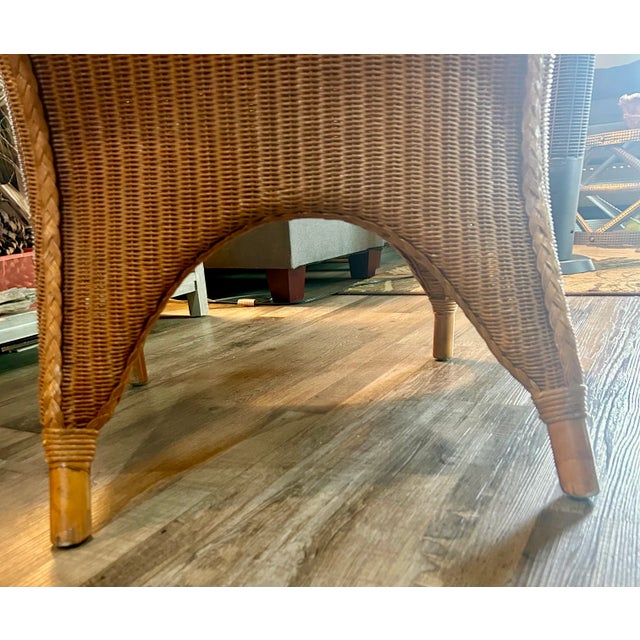 Vintage Palecek Wicker Rattan Bamboo Chair Coastal Mid Century Modern Boho Chic For Sale In Palm Springs - Image 6 of 11