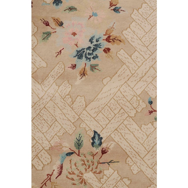 Art Deco 2010s Rug & Kilim’s Chinese Style Art Deco Rug in Beige With Colorful Florals For Sale - Image 3 of 7