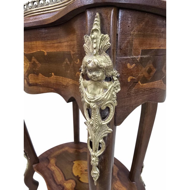 Vintage French Louis XV Style Marquetry Jewelry Cabinet For Sale - Image 9 of 9